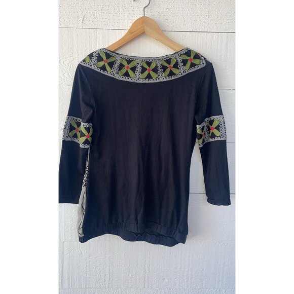 Savage Culture Colorful Boho Embroidered Detail Tunic Top Floral S - Picture 3 of 5